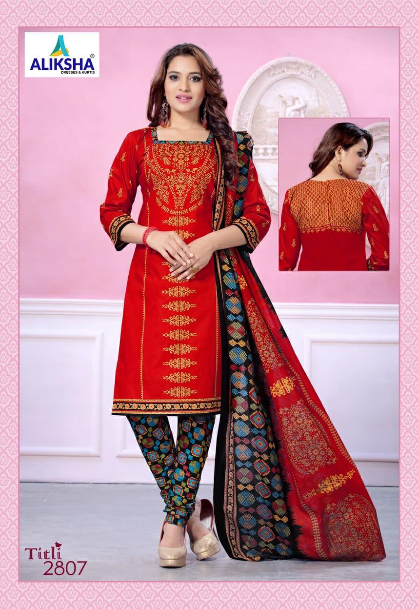 Titli Vol-28 By Aliksha 2801 To 2810 Series Beautiful Suits Stylish Fancy Colorful Party Wear & Ethnic Wear Pure Cotton Printed Dresses At Wholesale Price
