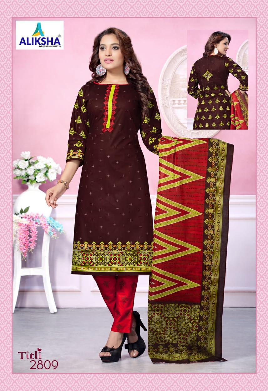 Titli Vol-28 By Aliksha 2801 To 2810 Series Beautiful Suits Stylish Fancy Colorful Party Wear & Ethnic Wear Pure Cotton Printed Dresses At Wholesale Price