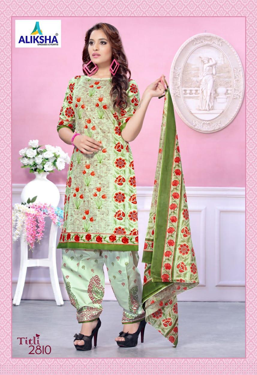 Titli Vol-28 By Aliksha 2801 To 2810 Series Beautiful Suits Stylish Fancy Colorful Party Wear & Ethnic Wear Pure Cotton Printed Dresses At Wholesale Price