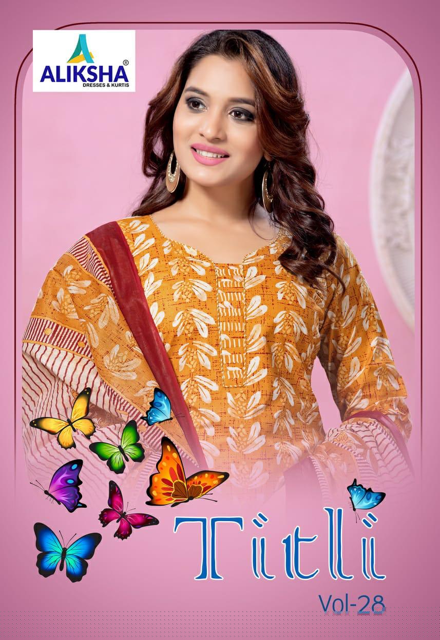 Titli Vol-28 By Aliksha 2801 To 2810 Series Beautiful Suits Stylish Fancy Colorful Party Wear & Ethnic Wear Pure Cotton Printed Dresses At Wholesale Price