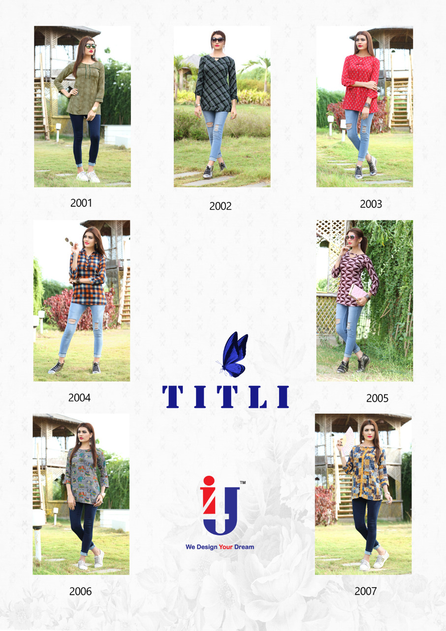 Titli By I4u 2001 To 2007 Series Beautiful Stylish Fancy Colorful Casual Wear & Ethnic Wear Rayon Printed Kurtis/ Tops At Wholesale Price