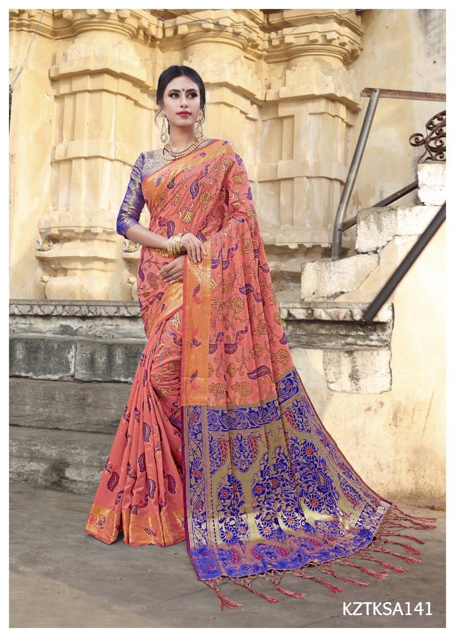 Tks Vol-3 By Aasvaa 141 To 145 Series Indian Traditional Wear Collection Beautiful Stylish Fancy Colorful Party Wear & Occasional Wear Chanderi Sillk Sarees At Wholesale Price