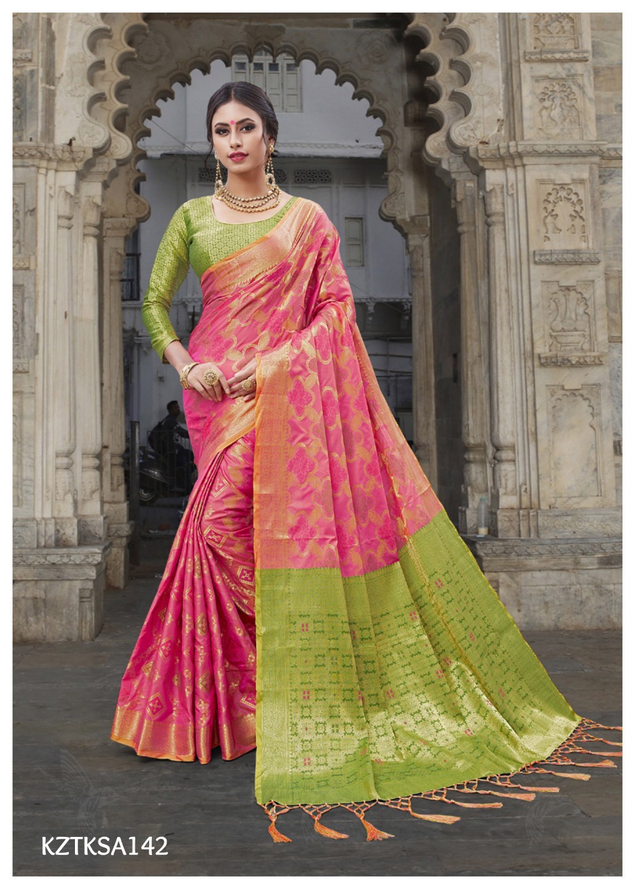 Tks Vol-3 By Aasvaa 141 To 145 Series Indian Traditional Wear Collection Beautiful Stylish Fancy Colorful Party Wear & Occasional Wear Chanderi Sillk Sarees At Wholesale Price