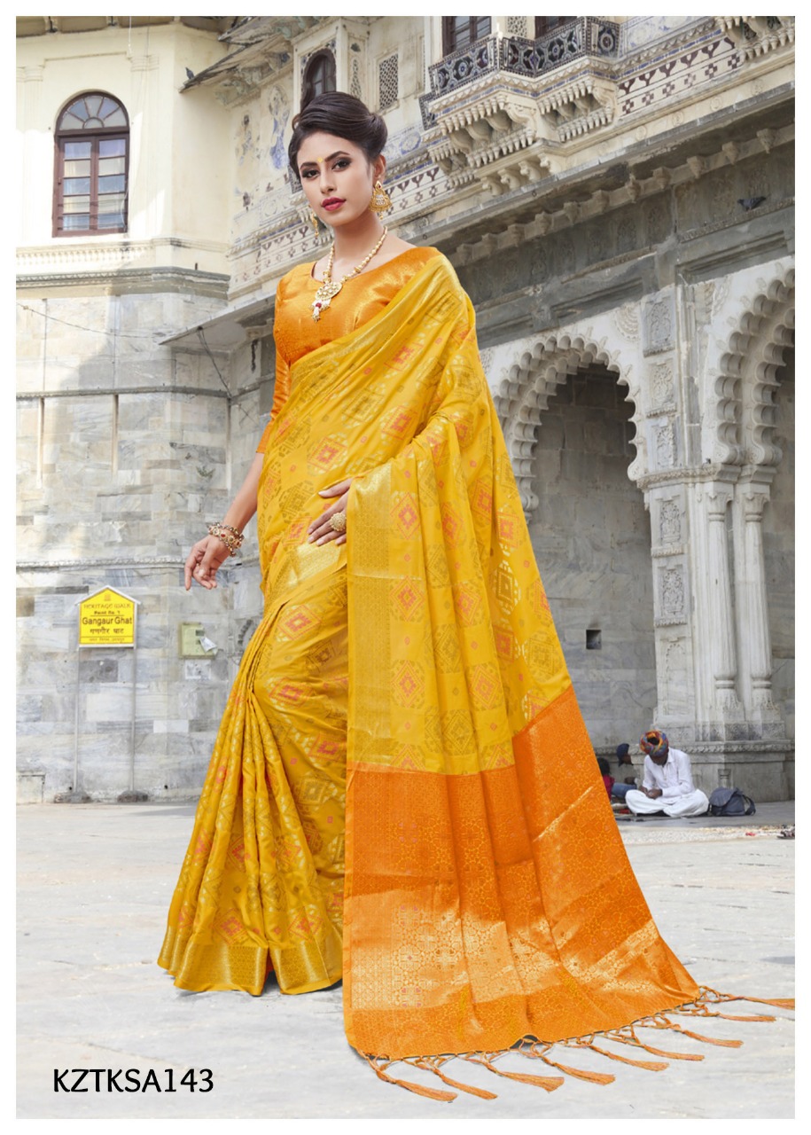 Tks Vol-3 By Aasvaa 141 To 145 Series Indian Traditional Wear Collection Beautiful Stylish Fancy Colorful Party Wear & Occasional Wear Chanderi Sillk Sarees At Wholesale Price