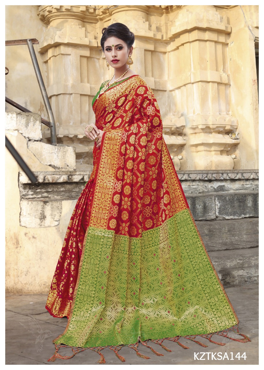 Tks Vol-3 By Aasvaa 141 To 145 Series Indian Traditional Wear Collection Beautiful Stylish Fancy Colorful Party Wear & Occasional Wear Chanderi Sillk Sarees At Wholesale Price