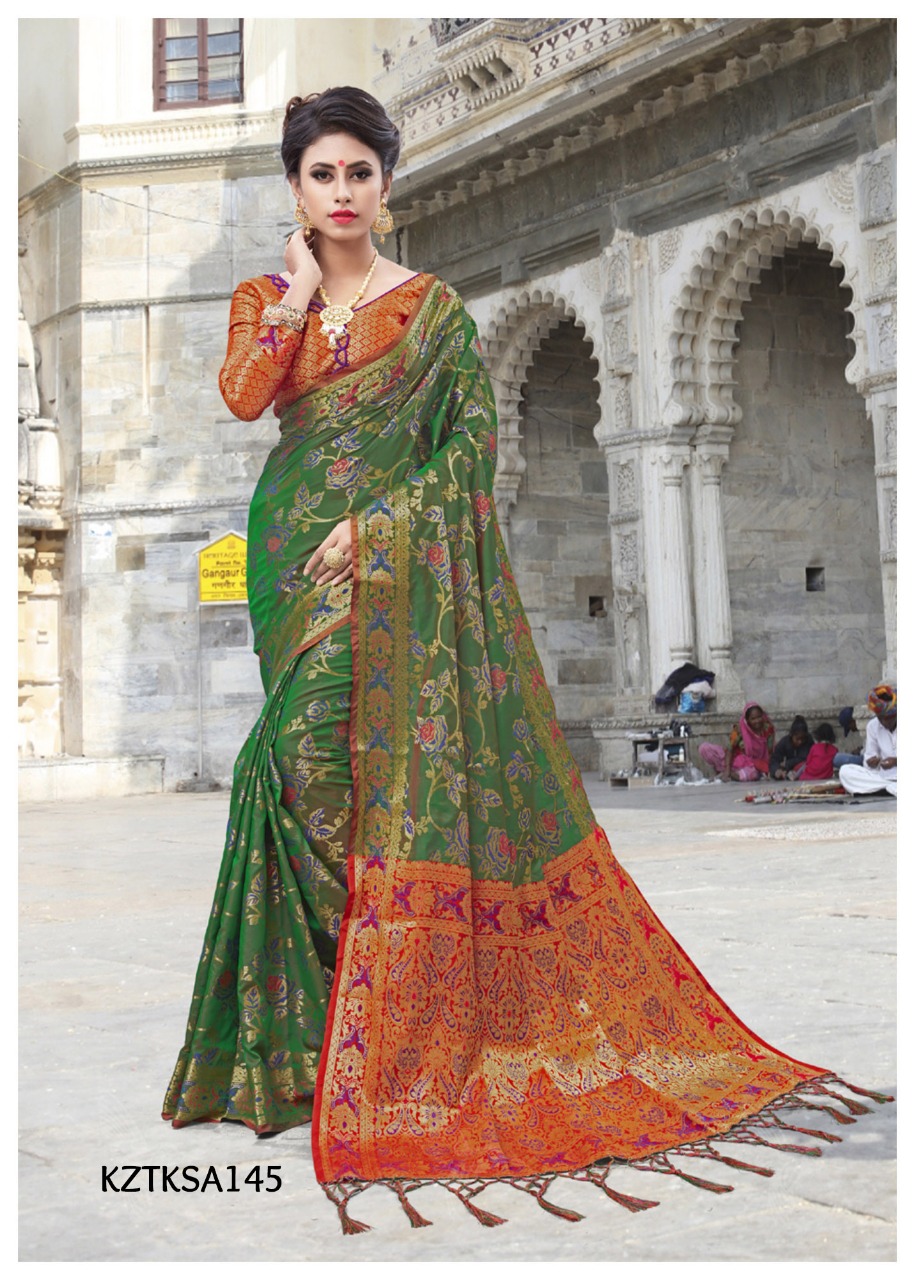 Tks Vol-3 By Aasvaa 141 To 145 Series Indian Traditional Wear Collection Beautiful Stylish Fancy Colorful Party Wear & Occasional Wear Chanderi Sillk Sarees At Wholesale Price