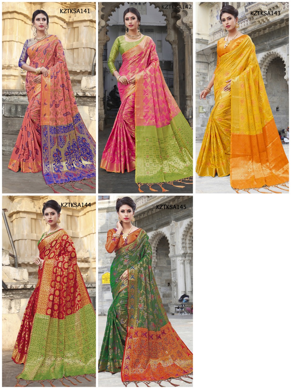 Tks Vol-3 By Aasvaa 141 To 145 Series Indian Traditional Wear Collection Beautiful Stylish Fancy Colorful Party Wear & Occasional Wear Chanderi Sillk Sarees At Wholesale Price