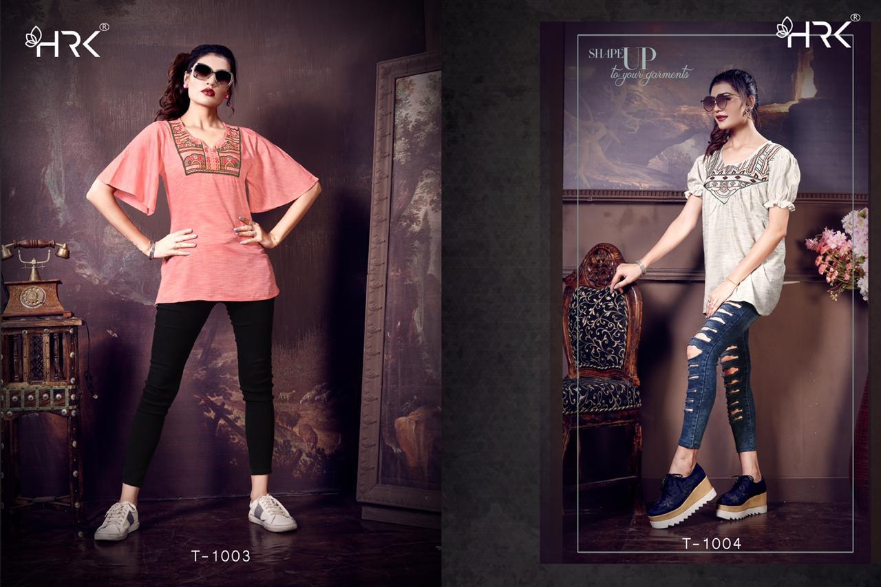 Top House By Hrk 1001 To 1006 Series Stylish Fancy Beautiful Colorful Casual Wear & Ethnic Wear Stylish Pattern Rainbow Denim Rayon Embroidered Kurtis At Wholesale Price