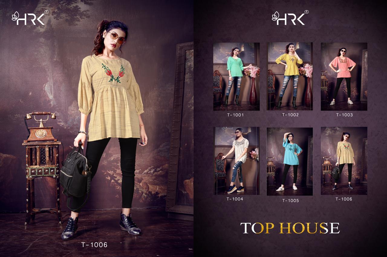 Top House By Hrk 1001 To 1006 Series Stylish Fancy Beautiful Colorful Casual Wear & Ethnic Wear Stylish Pattern Rainbow Denim Rayon Embroidered Kurtis At Wholesale Price