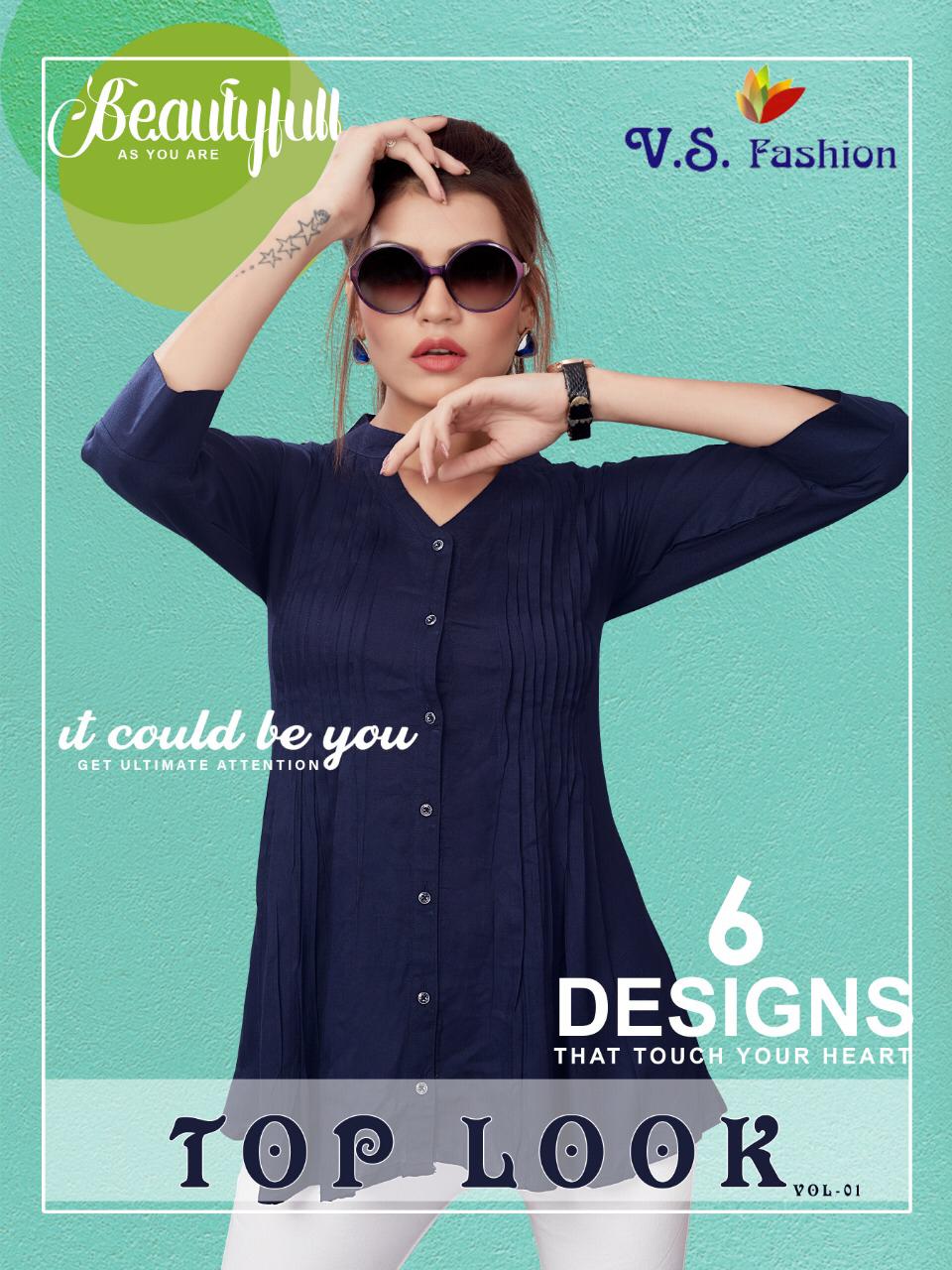 Top Look Vol-1 By V S Fashions 401 To 406 Series Beautiful Colorful Stylish Fancy Party Wear & Occasional Wear & Ready To Wear Rayon Printed Kurtis At Wholesale Price