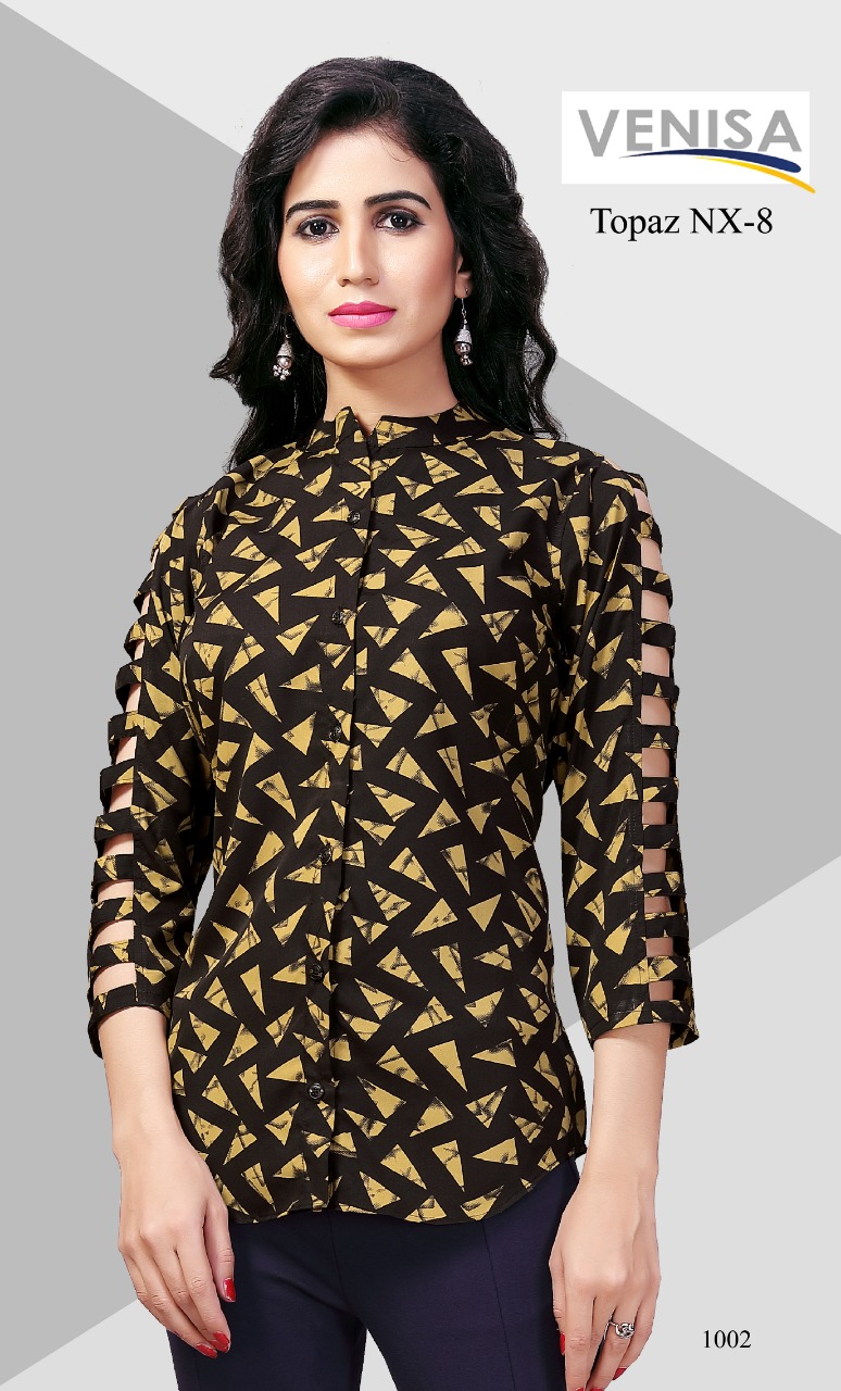 Topaz Nx Vol-8 By Venisa 1001 To 1003 Series Designer Beautiful Stylish Colorful Fancy Ready To Wear & Casual Wear & Ethnic Wear Rayon Tops At Wholesale Price
