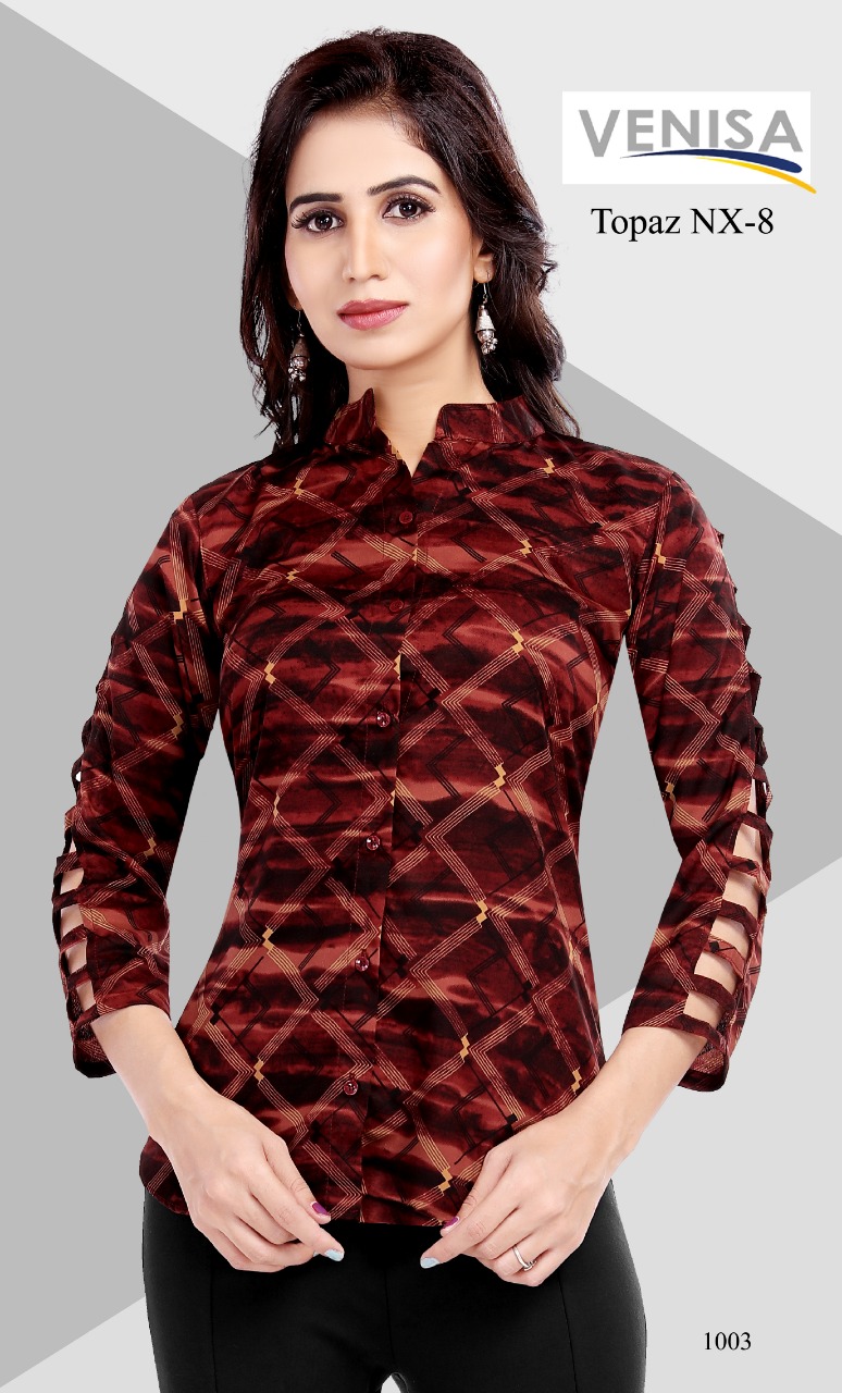 Topaz Nx Vol-8 By Venisa 1001 To 1003 Series Designer Beautiful Stylish Colorful Fancy Ready To Wear & Casual Wear & Ethnic Wear Rayon Tops At Wholesale Price