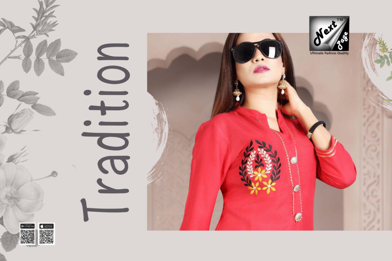 Tradition By Next Page 1001 To 1010 Series Beautiful Colorful Stylish Fancy Casual Wear & Ethnic Wear Heavy Rayon Printed Kurtis With Bottom At Wholesale Price