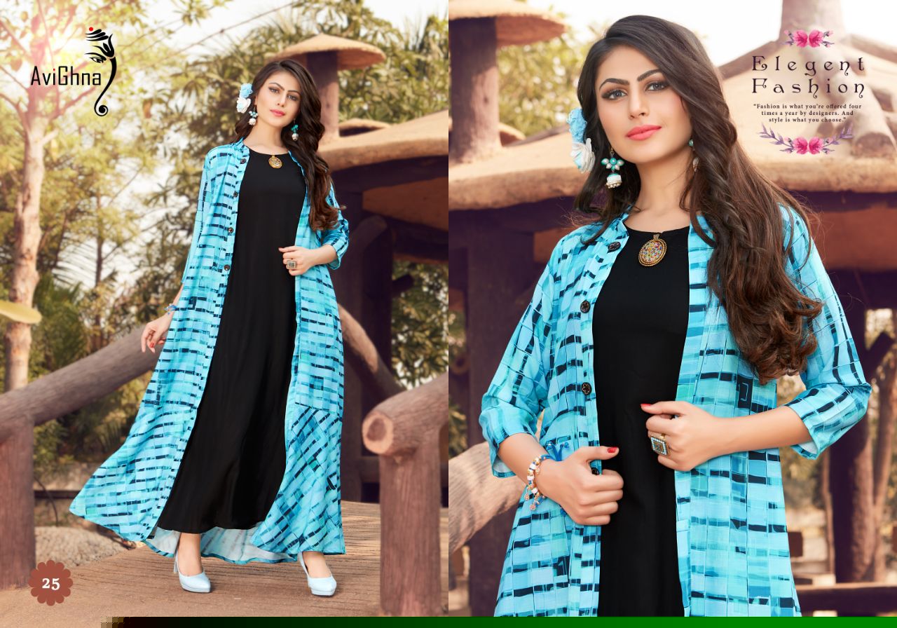 Trend By Avighna Creation 21 To 30 Series Beautiful Colorful Stylish Fancy Casual Wear & Ethnic Wear & Ready To Wear Heavy Rayon Printed Kurtis At Wholesale Price