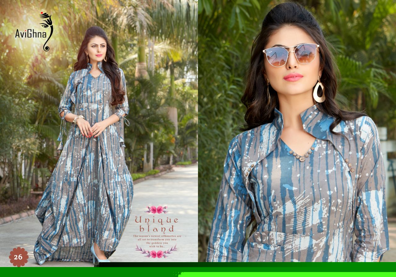 Trend By Avighna Creation 21 To 30 Series Beautiful Colorful Stylish Fancy Casual Wear & Ethnic Wear & Ready To Wear Heavy Rayon Printed Kurtis At Wholesale Price