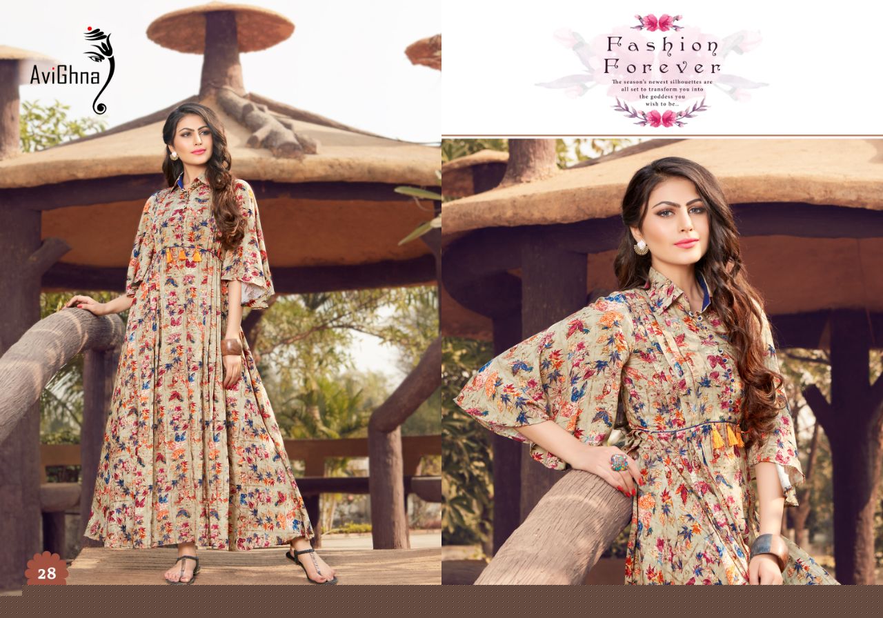 Trend By Avighna Creation 21 To 30 Series Beautiful Colorful Stylish Fancy Casual Wear & Ethnic Wear & Ready To Wear Heavy Rayon Printed Kurtis At Wholesale Price