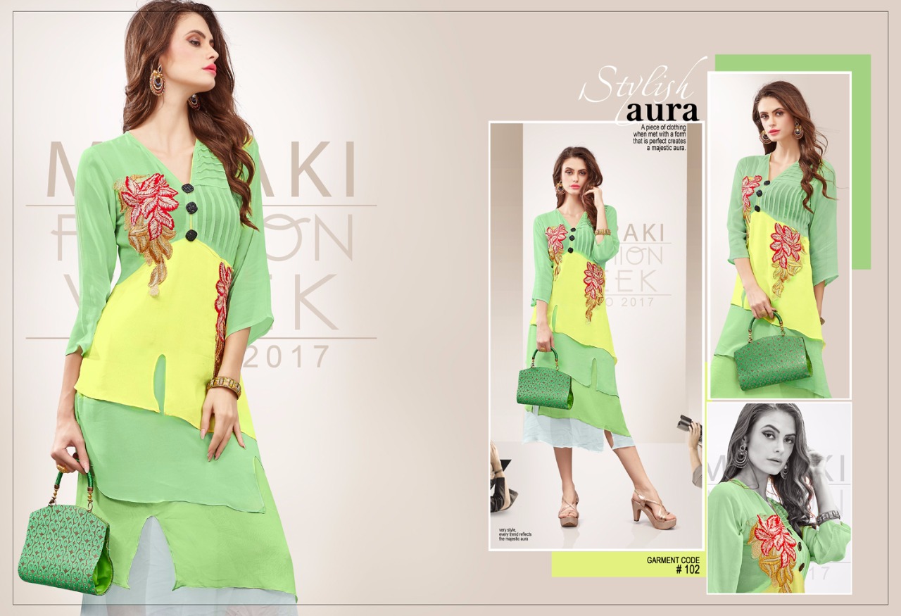 Trend Issue By Meraki 101 To 110 Series Designer Stylish Fancy Colorful Fancy Beautiful Casual Wear & Ready To Wear & Ethnic Wear Pure Georgette Kurtis At Wholesale Price