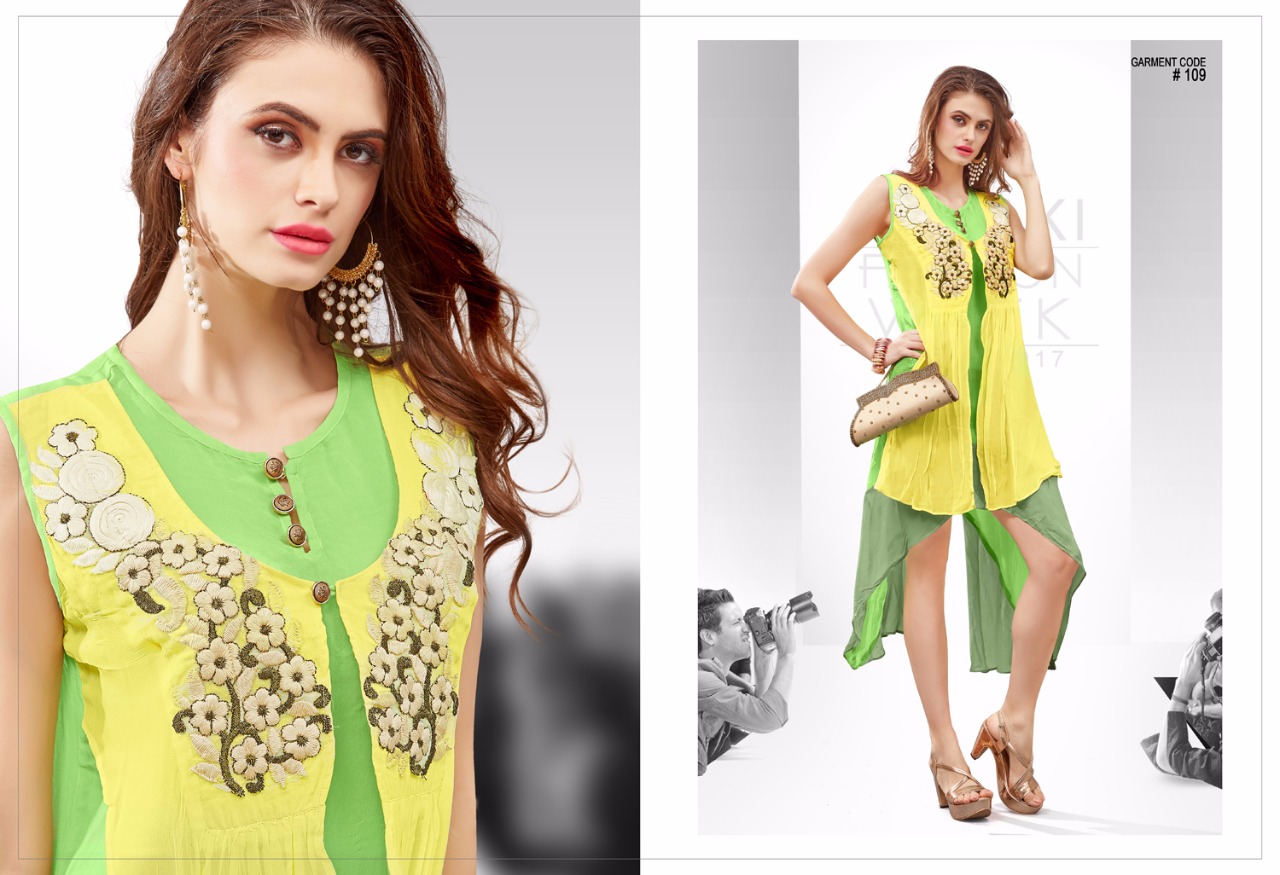 Trend Issue By Meraki 101 To 110 Series Designer Stylish Fancy Colorful Fancy Beautiful Casual Wear & Ready To Wear & Ethnic Wear Pure Georgette Kurtis At Wholesale Price