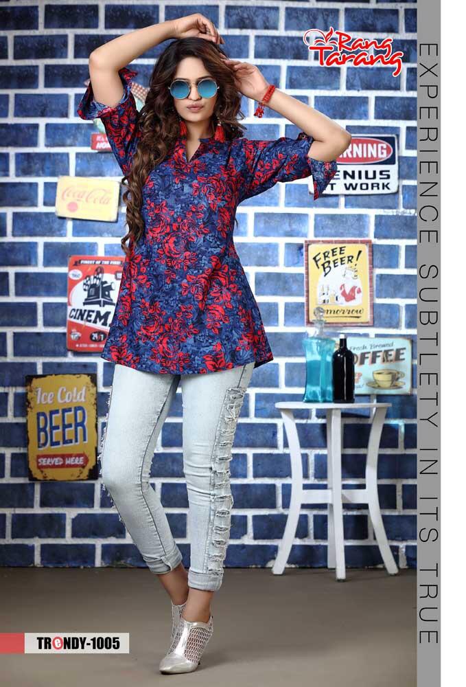 Trendy By Tarang 1001 To 1010 Series Stylish Colorful Fancy Beautiful Casual Wear & Ethnic Wear Collection Rayon Print Kurtis At Wholesale Price