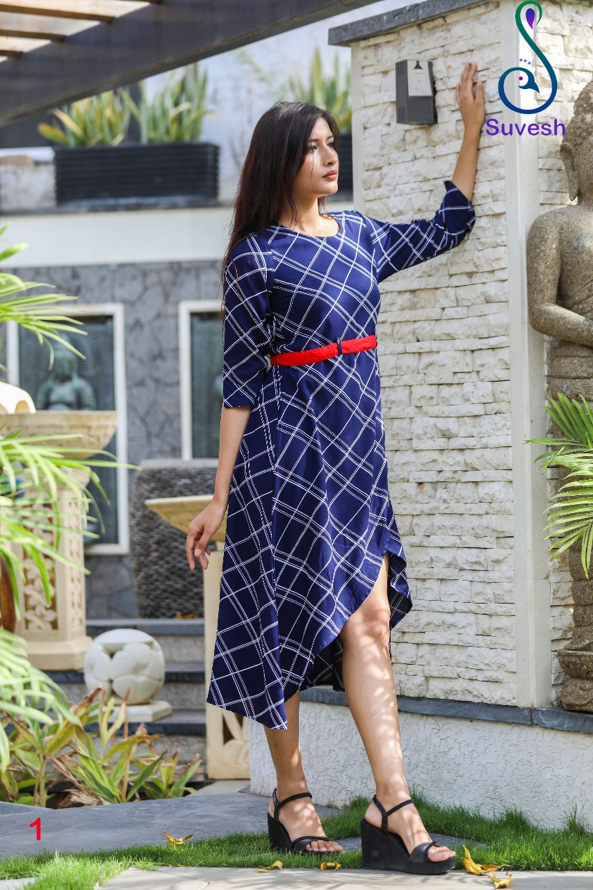 Triangle By Suvesh 1 To 3 Series Designer Beautiful Stylish Fancy Colorful Party Wear & Ethnic Wear Cotton Rayon Printed Kurtis At Wholesale Price