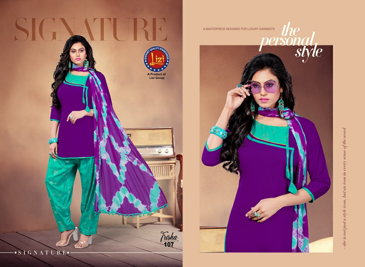 Trisha By Lizi 101 To 108 Series Beautiful Suits Stylish Colorful Fancy Casual Wear & Ethnic Wear Haevy Rayon Printed Dresses At Wholesale Price