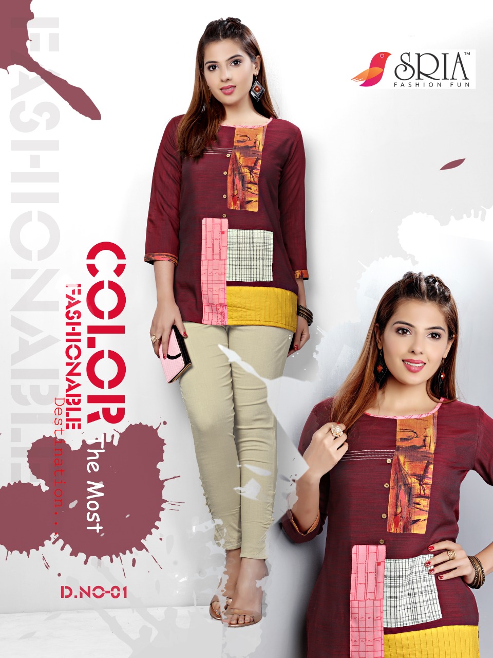 Tunics Tashan By Sria 01 To 06 Series Beautiful Designer Colorful Stylish Fancy Casual Wear & Ethnic Wear & Ready To Wear Mix Different Fabrics Kurtis At Wholesale Price