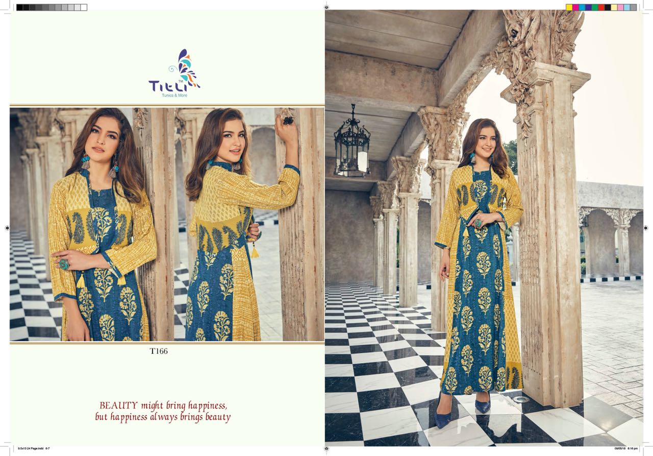 Two Tone By Titli 166 To 173 Series Designer Beautiful Stylish Fancy Colorful Casual Wear & Ethnic Wear Collection Two Tone & Rayon Printed Kurtis At Wholesale Price