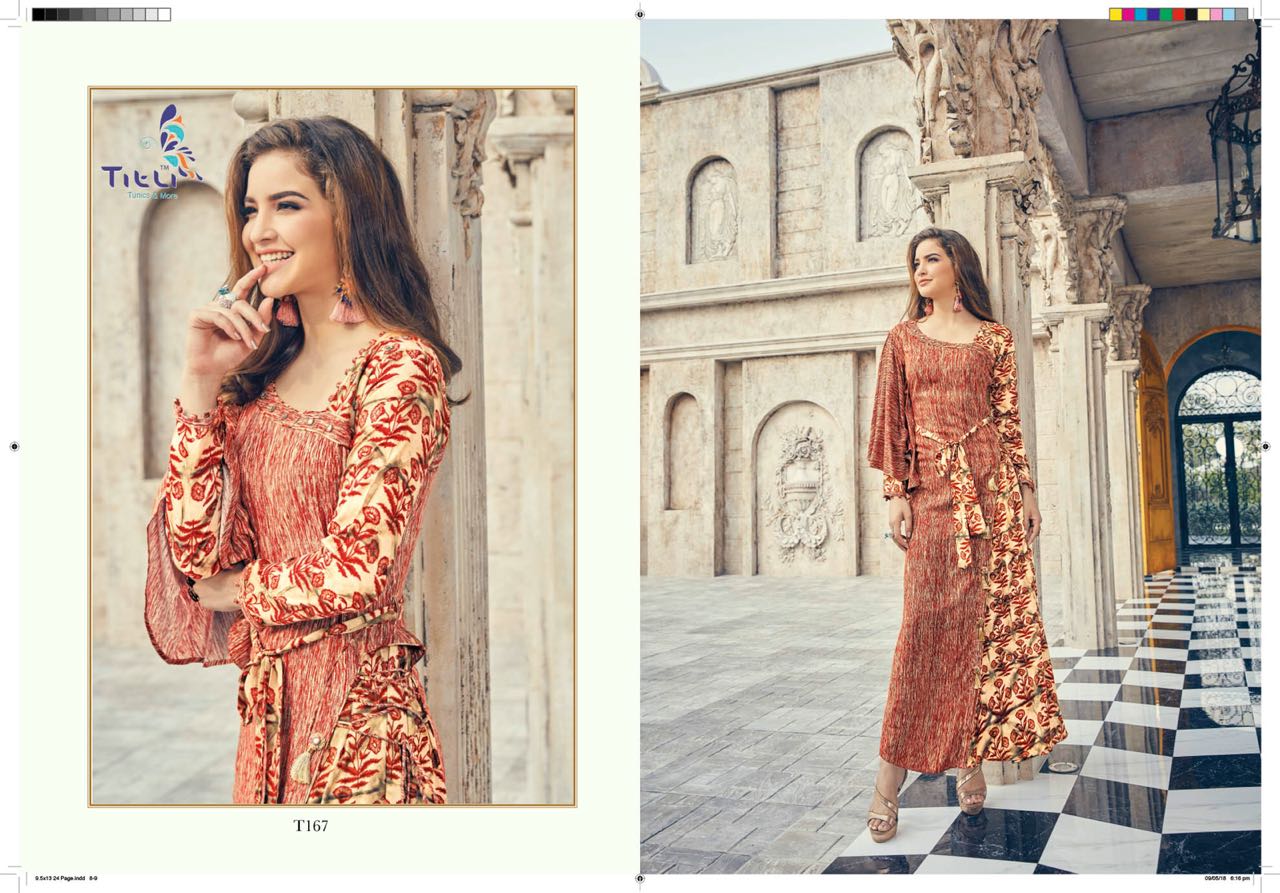 Two Tone By Titli 166 To 173 Series Designer Beautiful Stylish Fancy Colorful Casual Wear & Ethnic Wear Collection Two Tone & Rayon Printed Kurtis At Wholesale Price