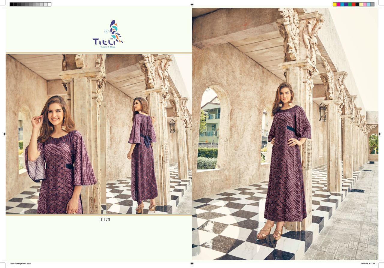 Two Tone By Titli 166 To 173 Series Designer Beautiful Stylish Fancy Colorful Casual Wear & Ethnic Wear Collection Two Tone & Rayon Printed Kurtis At Wholesale Price