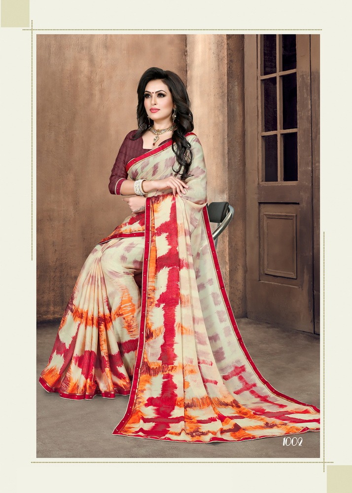 Urvi By Hanuman Prints 1001 To 1008 Series Indian Traditional Wear Collection Beautiful Stylish Fancy Colorful Party Wear & Occasional Wear White Silk Printed Sarees At Wholesale Price