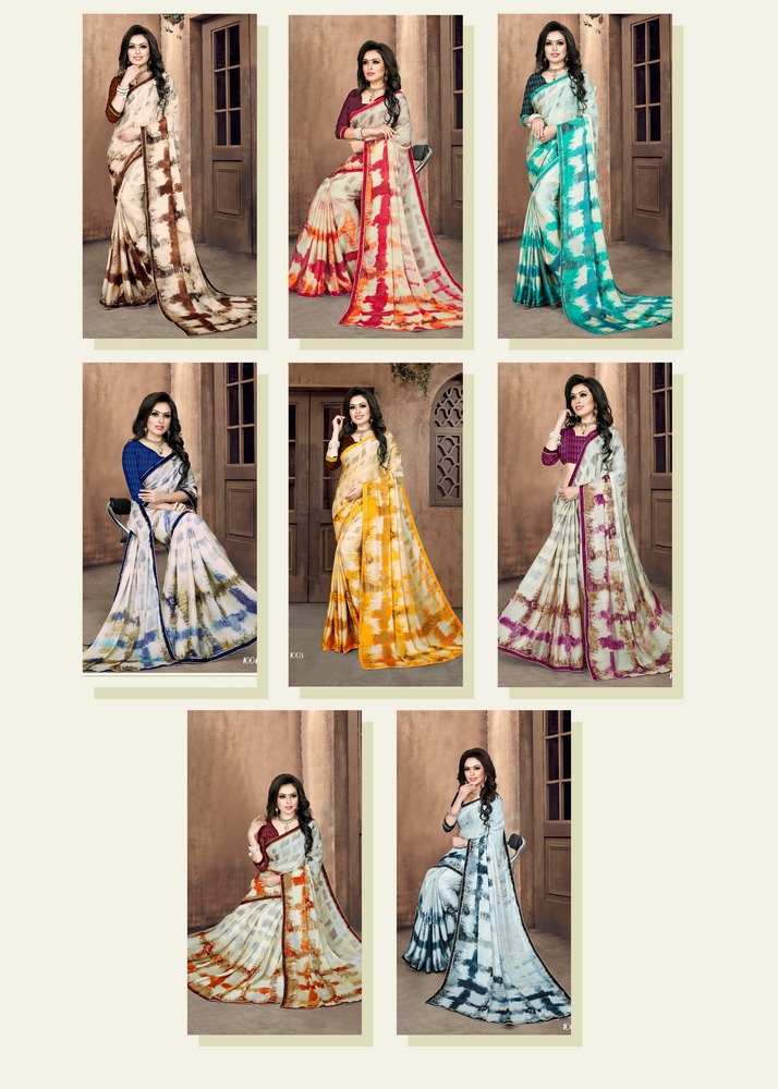 Urvi By Hanuman Prints 1001 To 1008 Series Indian Traditional Wear Collection Beautiful Stylish Fancy Colorful Party Wear & Occasional Wear White Silk Printed Sarees At Wholesale Price