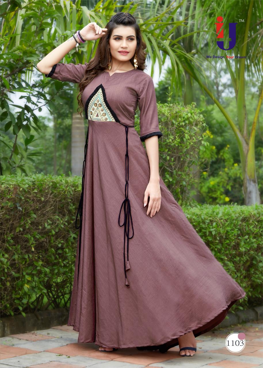Utsav By I4u 1101 To 1106 Series Beautiful Colorful Stylish Fancy Casual Wear & Ethnic Wear & Ready To Wear Heavy Rayon Slub Embroidered Kurtis At Wholesale Price