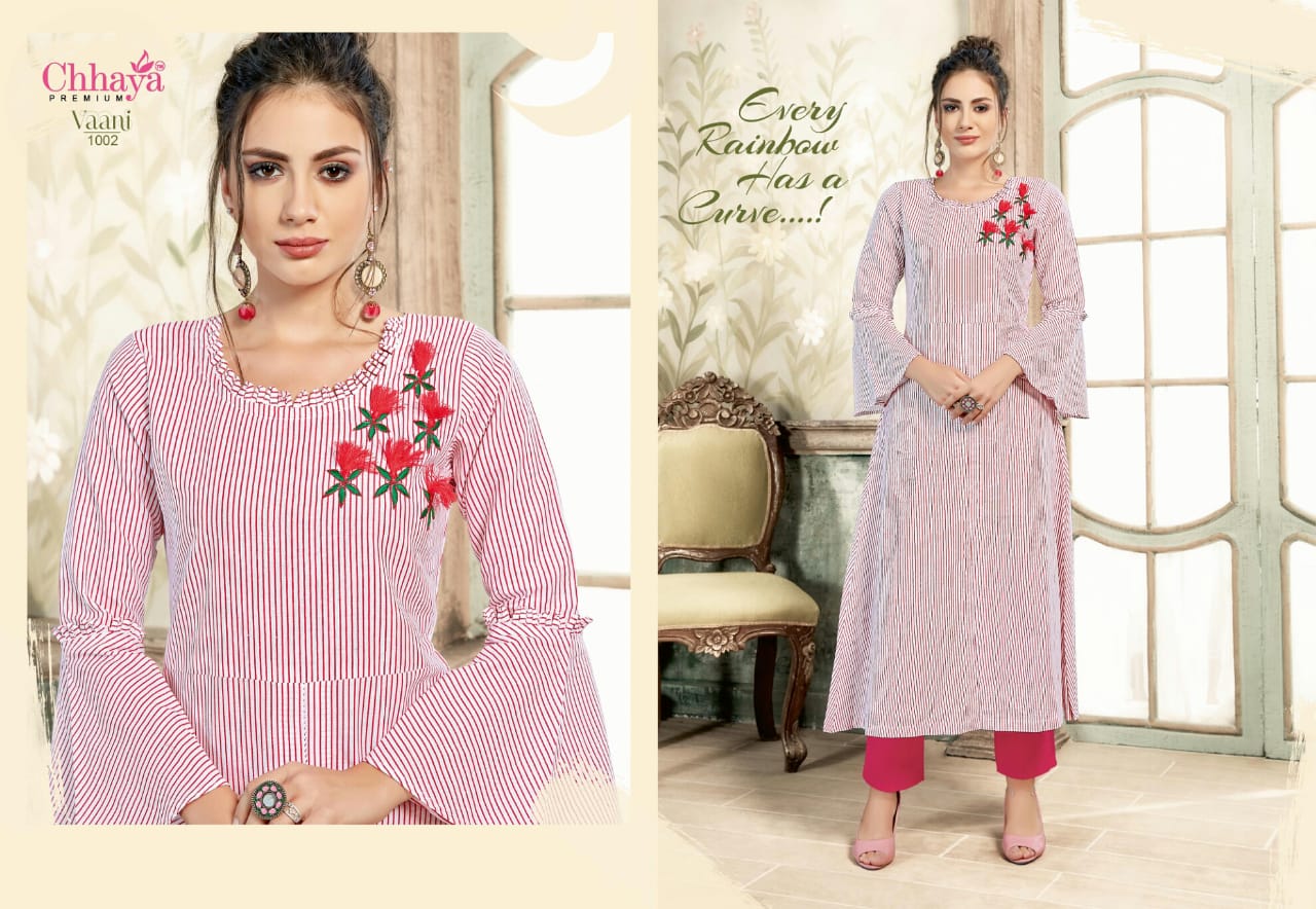 Vaani By Chhaya 1001 To 1008 Series Beautiful Colorful Stylish Fancy Casual Wear & Ethnic Wear & Ready To Wear Cotton & Rayon Embroidered Kurtis At Wholesale Price