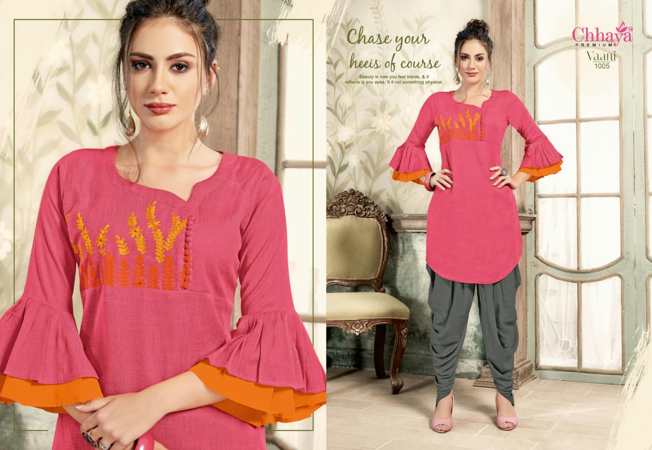 Vaani By Chhaya 1001 To 1008 Series Beautiful Colorful Stylish Fancy Casual Wear & Ethnic Wear & Ready To Wear Cotton & Rayon Embroidered Kurtis At Wholesale Price