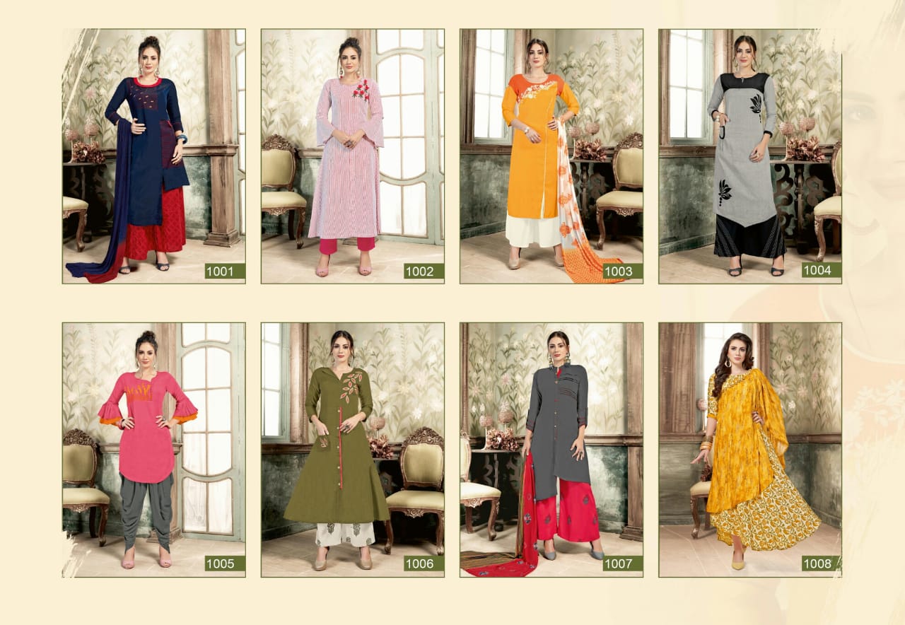 Vaani By Chhaya 1001 To 1008 Series Beautiful Colorful Stylish Fancy Casual Wear & Ethnic Wear & Ready To Wear Cotton & Rayon Embroidered Kurtis At Wholesale Price