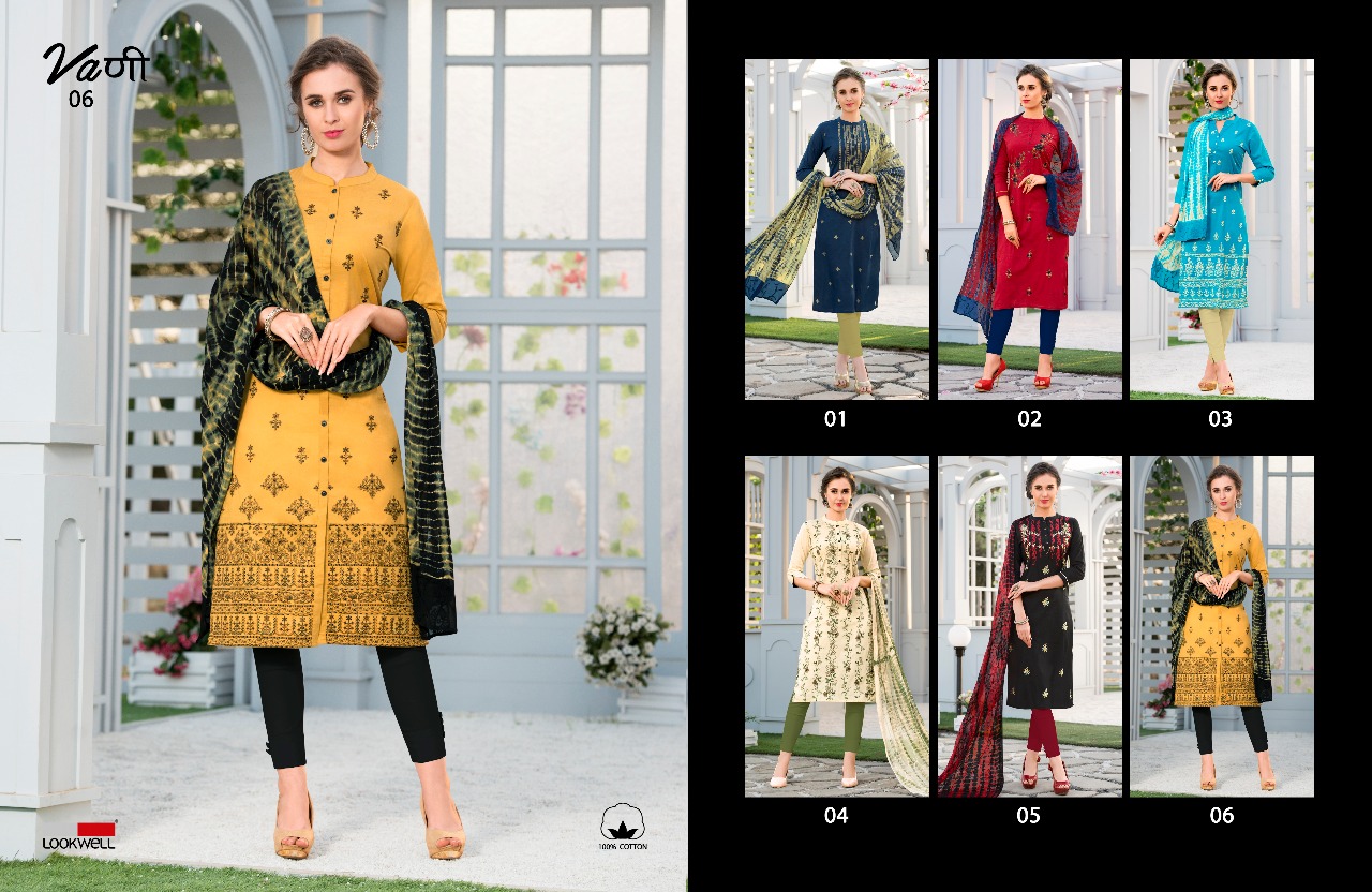 Vaani By Lookwell 01 To 06 Series Beautiful Stylish Colorful Fancy Party Wear & Ethnic Wear Pure Cotton Embroidered Dresses At Wholesale Price