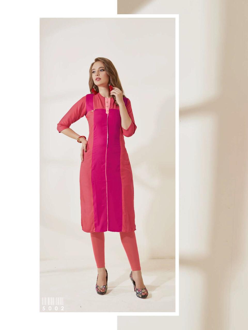 Vaarahi Vol-5 By Amore 5001 To 5008 Series Beautiful Colorful Stylish Fancy Casual Wear & Ethnic Wear Rayon Printed & Embroidered Kurtis At Wholesale Price