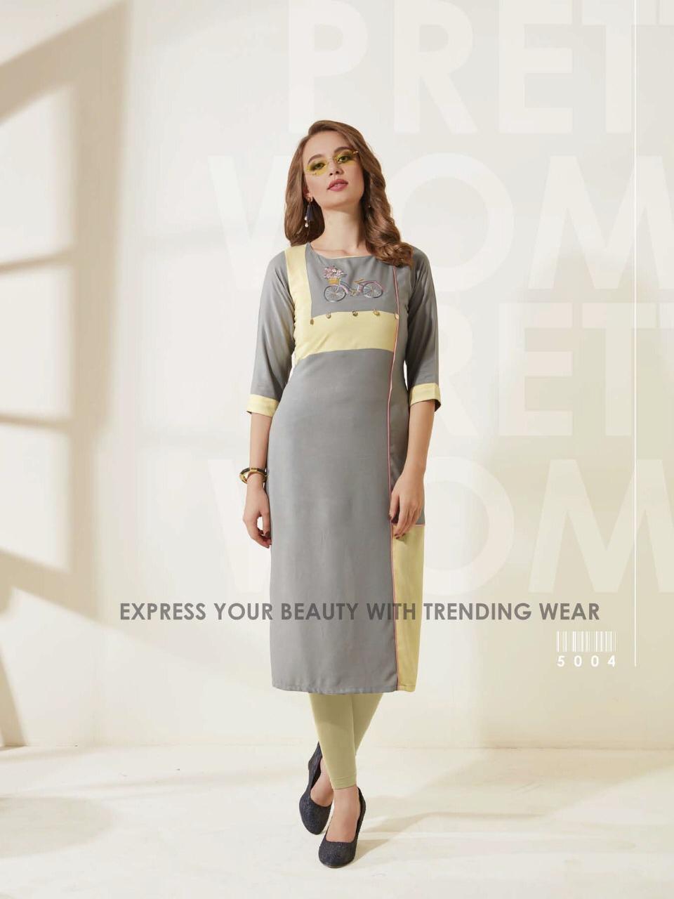 Vaarahi Vol-5 By Amore 5001 To 5008 Series Beautiful Colorful Stylish Fancy Casual Wear & Ethnic Wear Rayon Printed & Embroidered Kurtis At Wholesale Price