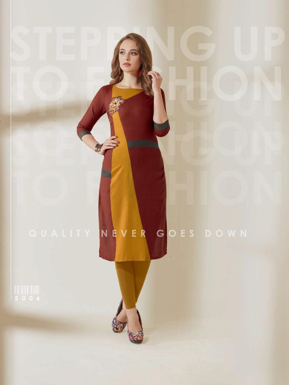 Vaarahi Vol-5 By Amore 5001 To 5008 Series Beautiful Colorful Stylish Fancy Casual Wear & Ethnic Wear Rayon Printed & Embroidered Kurtis At Wholesale Price