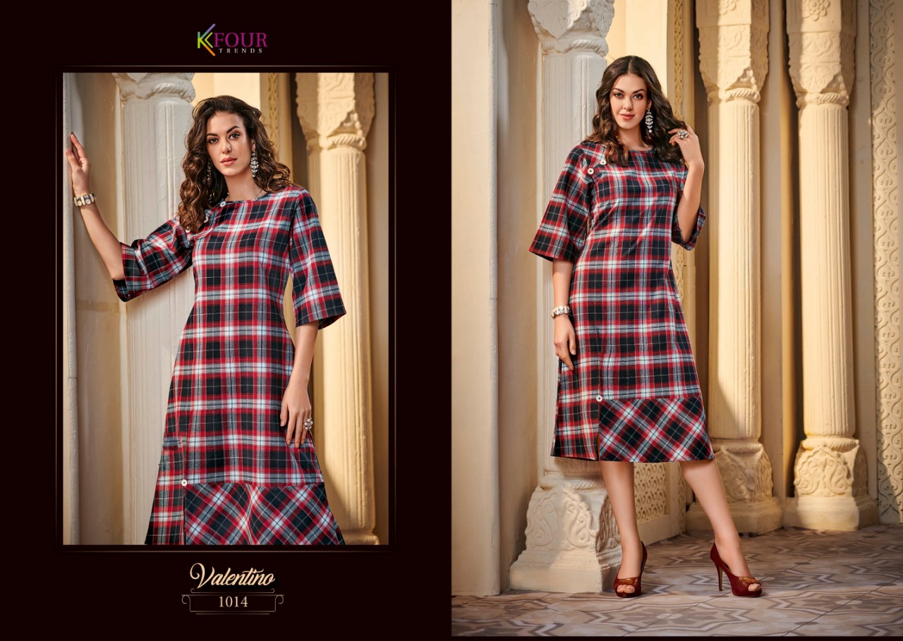 Valentino By Kfour Trends 1011 To 1017 Series Beautiful Colorful Stylish Fancy Casual Wear & Ethnic Wear & Ready To Wear Rayon Flex Printed Kurtis At Wholesale Price