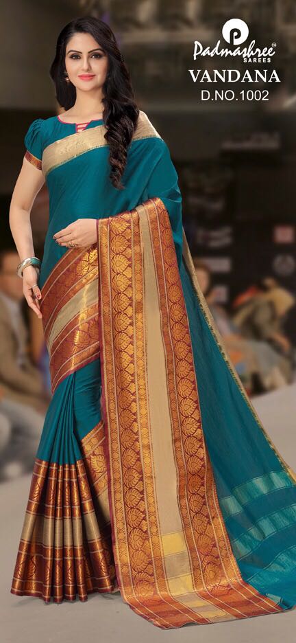 Vandana By Padmashree Sarees 1001 To 1010 Series Designer Traditional Wear Collection Beautiful Fancy Colorful Party Wear & Occasional Wear Cotton Silk Printed Sarees At Wholesale Price