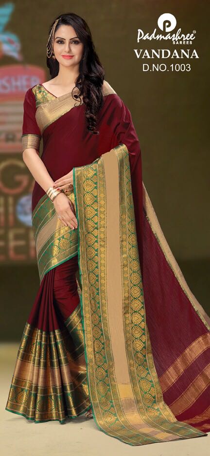Vandana By Padmashree Sarees 1001 To 1010 Series Designer Traditional Wear Collection Beautiful Fancy Colorful Party Wear & Occasional Wear Cotton Silk Printed Sarees At Wholesale Price