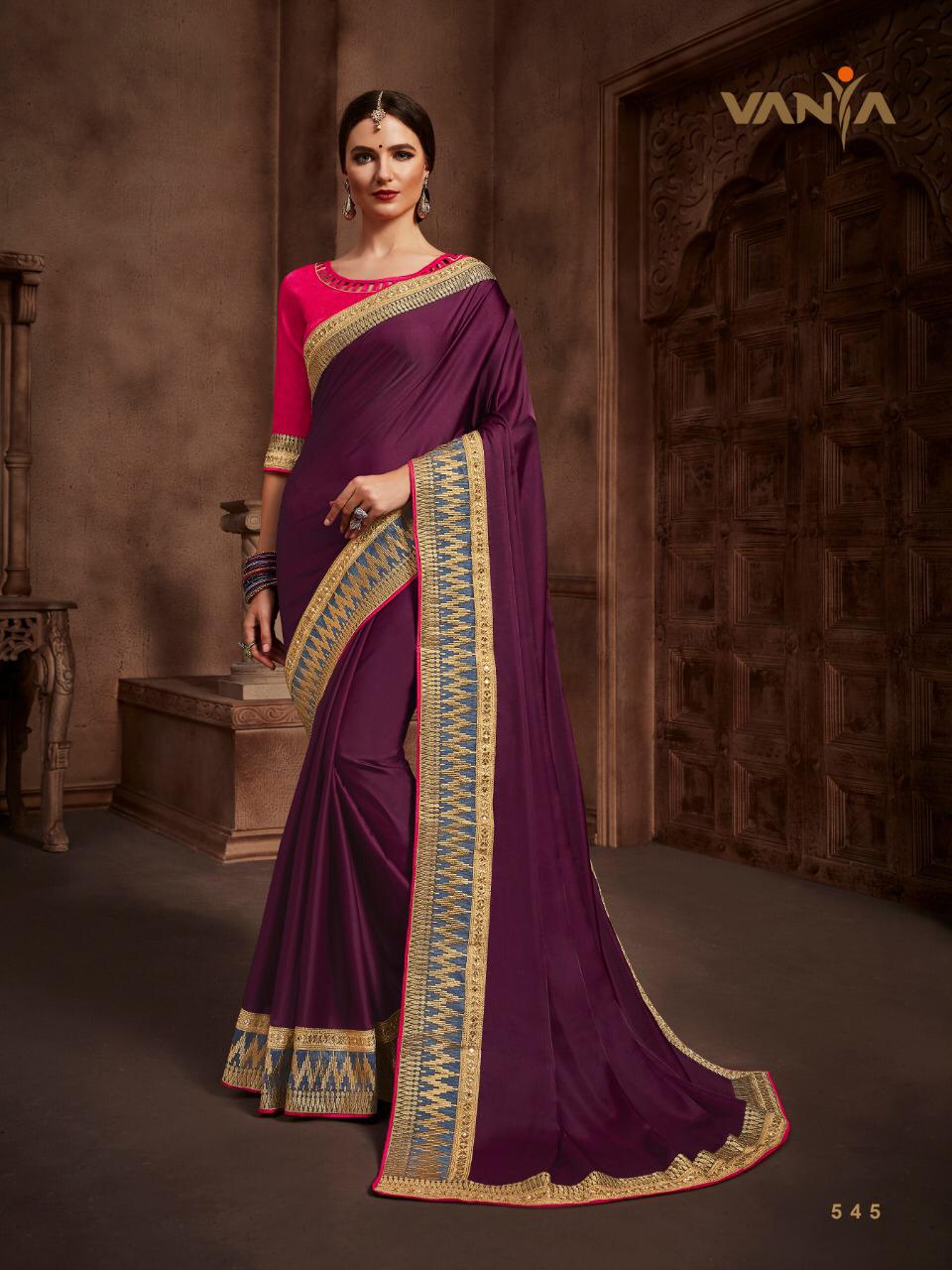 Vaniya 545 Series By Vanya 545 To 562 Series Indian Traditional Wear Collection Beautiful Stylish Fancy Colorful Party Wear & Occasional Wear Fancy Sarees At Wholesale Price