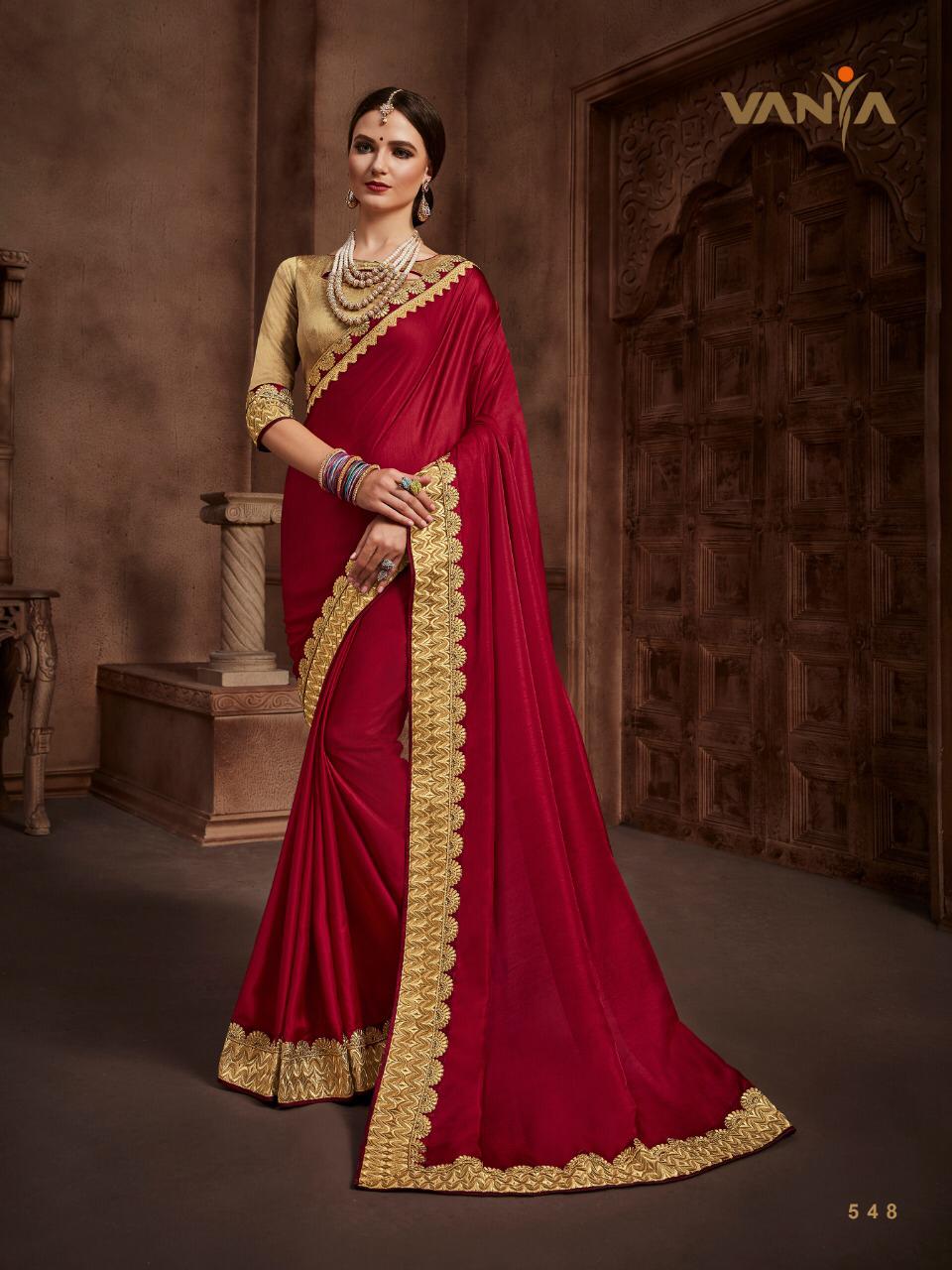 Vaniya 545 Series By Vanya 545 To 562 Series Indian Traditional Wear Collection Beautiful Stylish Fancy Colorful Party Wear & Occasional Wear Fancy Sarees At Wholesale Price