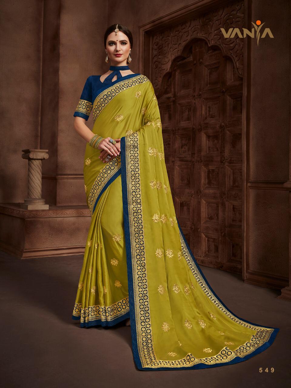 Vaniya 545 Series By Vanya 545 To 562 Series Indian Traditional Wear Collection Beautiful Stylish Fancy Colorful Party Wear & Occasional Wear Fancy Sarees At Wholesale Price