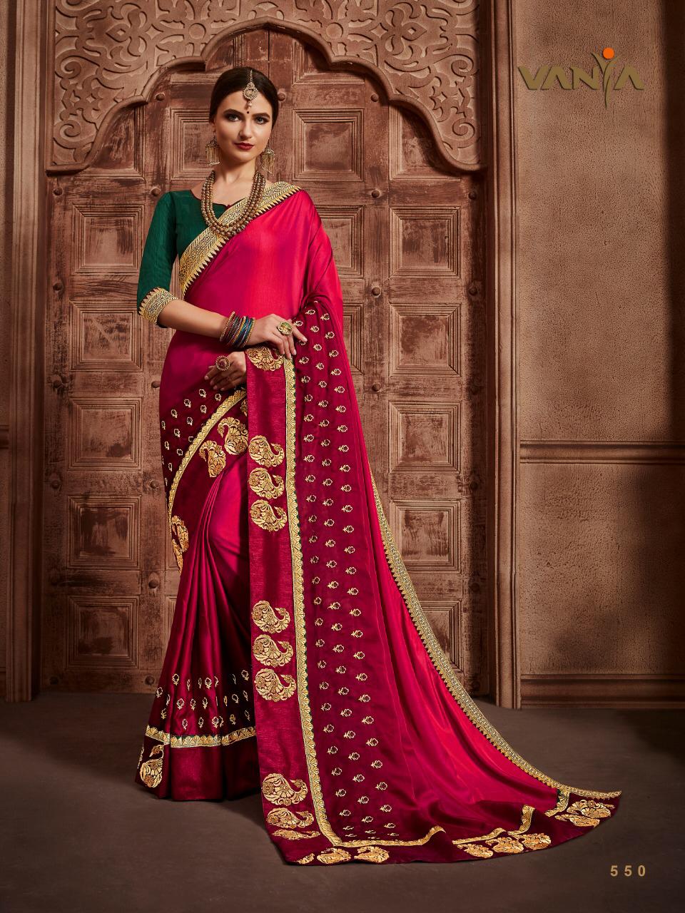 Vaniya 545 Series By Vanya 545 To 562 Series Indian Traditional Wear Collection Beautiful Stylish Fancy Colorful Party Wear & Occasional Wear Fancy Sarees At Wholesale Price