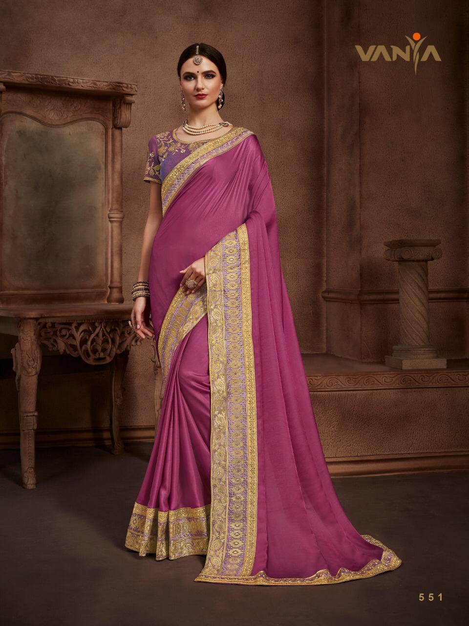 Vaniya 545 Series By Vanya 545 To 562 Series Indian Traditional Wear Collection Beautiful Stylish Fancy Colorful Party Wear & Occasional Wear Fancy Sarees At Wholesale Price