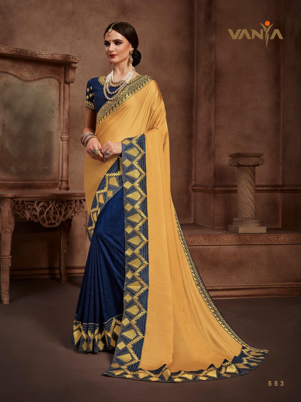 Vaniya 545 Series By Vanya 545 To 562 Series Indian Traditional Wear Collection Beautiful Stylish Fancy Colorful Party Wear & Occasional Wear Fancy Sarees At Wholesale Price