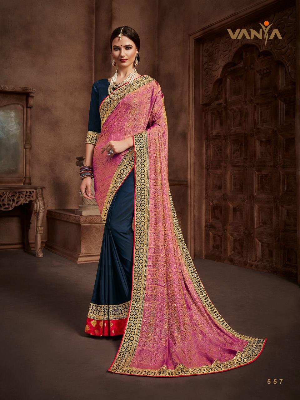 Vaniya 545 Series By Vanya 545 To 562 Series Indian Traditional Wear Collection Beautiful Stylish Fancy Colorful Party Wear & Occasional Wear Fancy Sarees At Wholesale Price