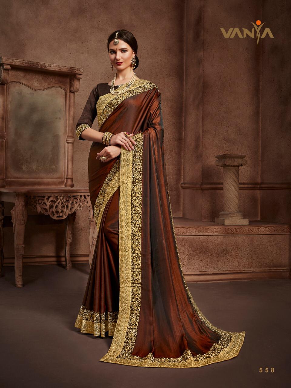 Vaniya 545 Series By Vanya 545 To 562 Series Indian Traditional Wear Collection Beautiful Stylish Fancy Colorful Party Wear & Occasional Wear Fancy Sarees At Wholesale Price